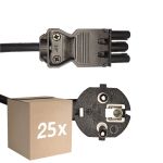 Flerpack 25x Noxion GST - Kompatibel Strömkabel Svart - Kvinnlig + Schuko Europlug - 3m - 3 pole 0.75mm2