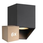 Flerpack 6x Nordlux Nico Vägglampa Fyrkant Aluminium Svart | Passande för 1x GU10