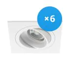 Flerpack 6x Noxion Infälld Spot Boxi MR16 Lutningsbar Vit | Utskärning   80mm - GU10 Sockel