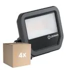 Flerpack 4x Ledvance LED Strålkastare Aluminium Svart 17W 2400lm 100D - 840 Kallvit | IP66 - Symmetrisk